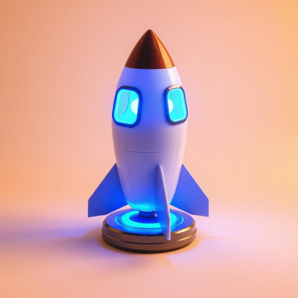 Blast Off rocket lamp glowing blue